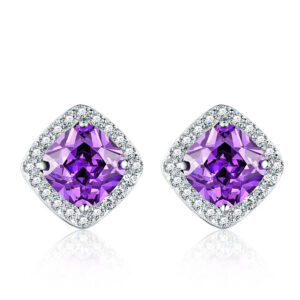 Aretes Purple Luxe - Plata Esterlina