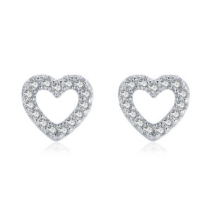 Aretes De Corazón Con Piedras - Plata Esterlina