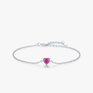 Pulsera De Corazón Rosa - Plata Esterlina