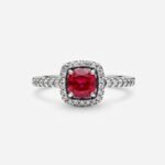 Anillo Ruby Halo – Plata Esterlina