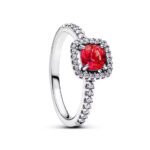 Anillo Ruby Halo – Plata Esterlina